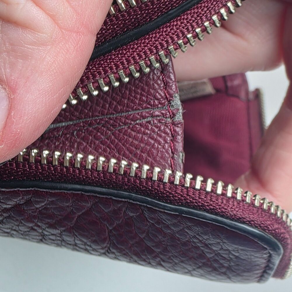 Coach Wristlet Wallet Double Corner Zip Maroon Red Leather Pouch Card Slots - Picture 6 of 11